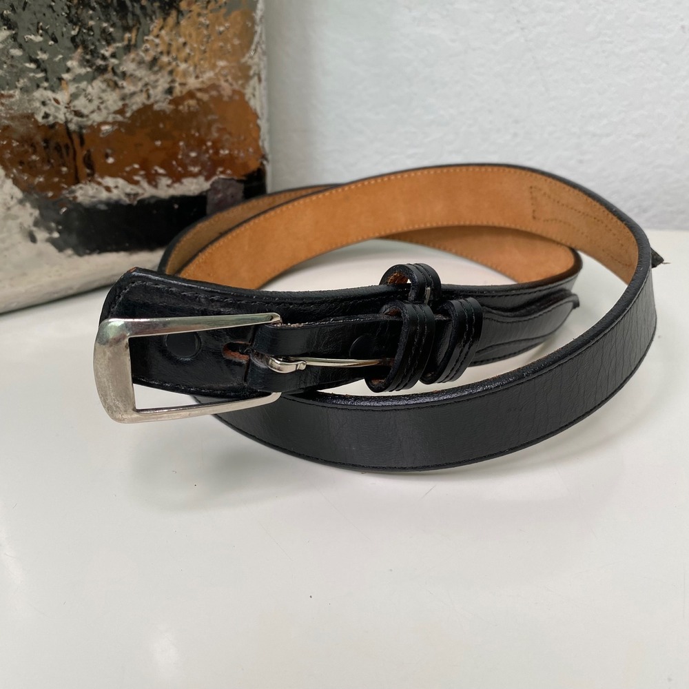 Justin Boots‎ Top Grain Cowhide Black Leather Belt Women's Silver Buckle Size 32